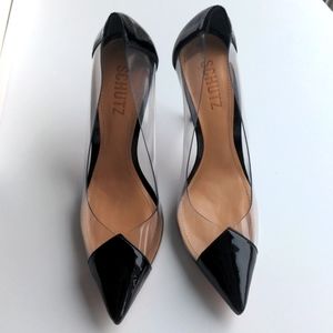 Schutz 7.5 Stiletto Pumps Blk/Clear NWT